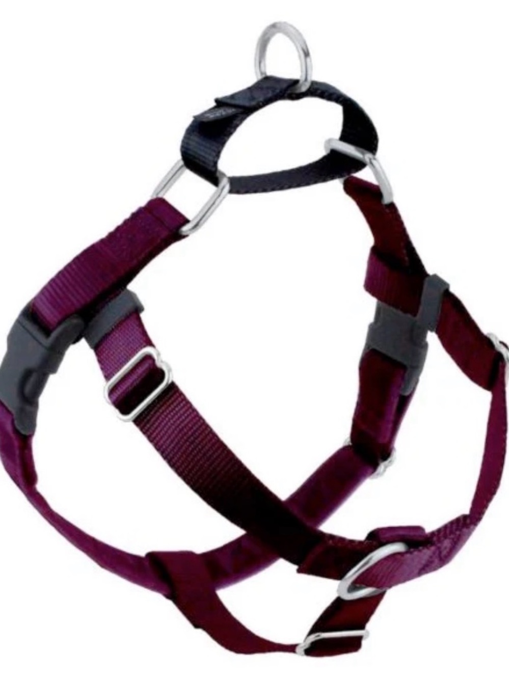 Two Hounds No-Pull Freedom Adjustable Burgundy Dog Harness with Euro leash
